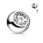 Cherry Diva BALL END 14 Gauge Externally Threaded Surgical Steel Silver Crystal Ball End - 5MM