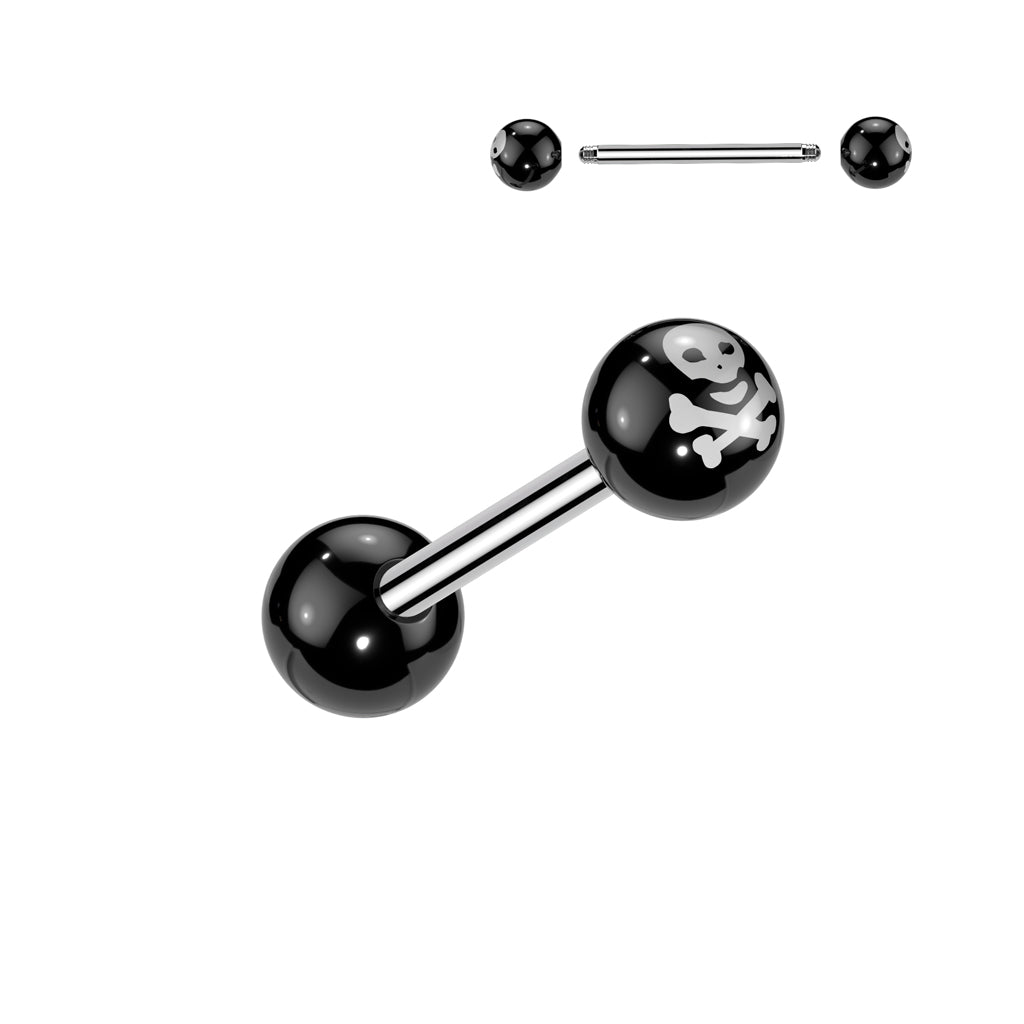 Cherry Diva Barbell 14 Gauge Acrylic Skull & Crossbones Barbell