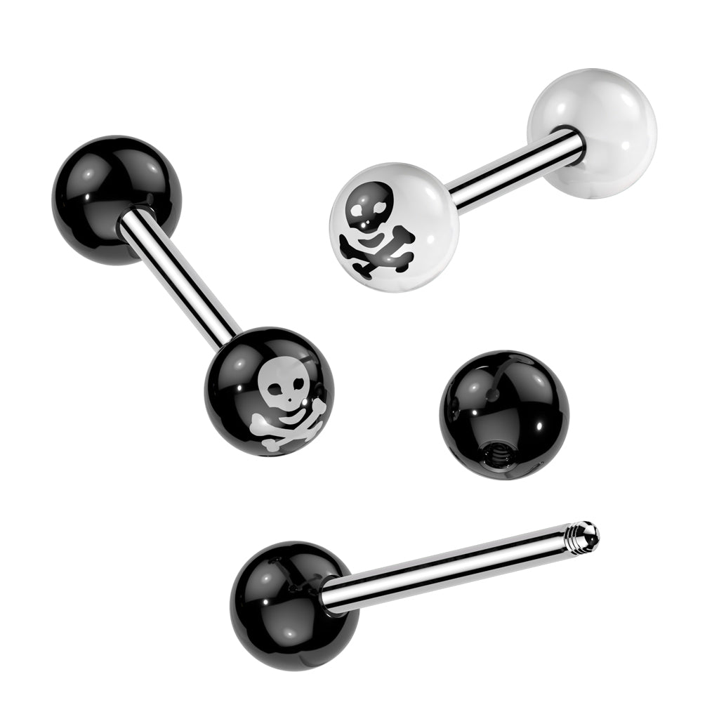 Cherry Diva Barbell 14 Gauge Acrylic Skull & Crossbones Barbell