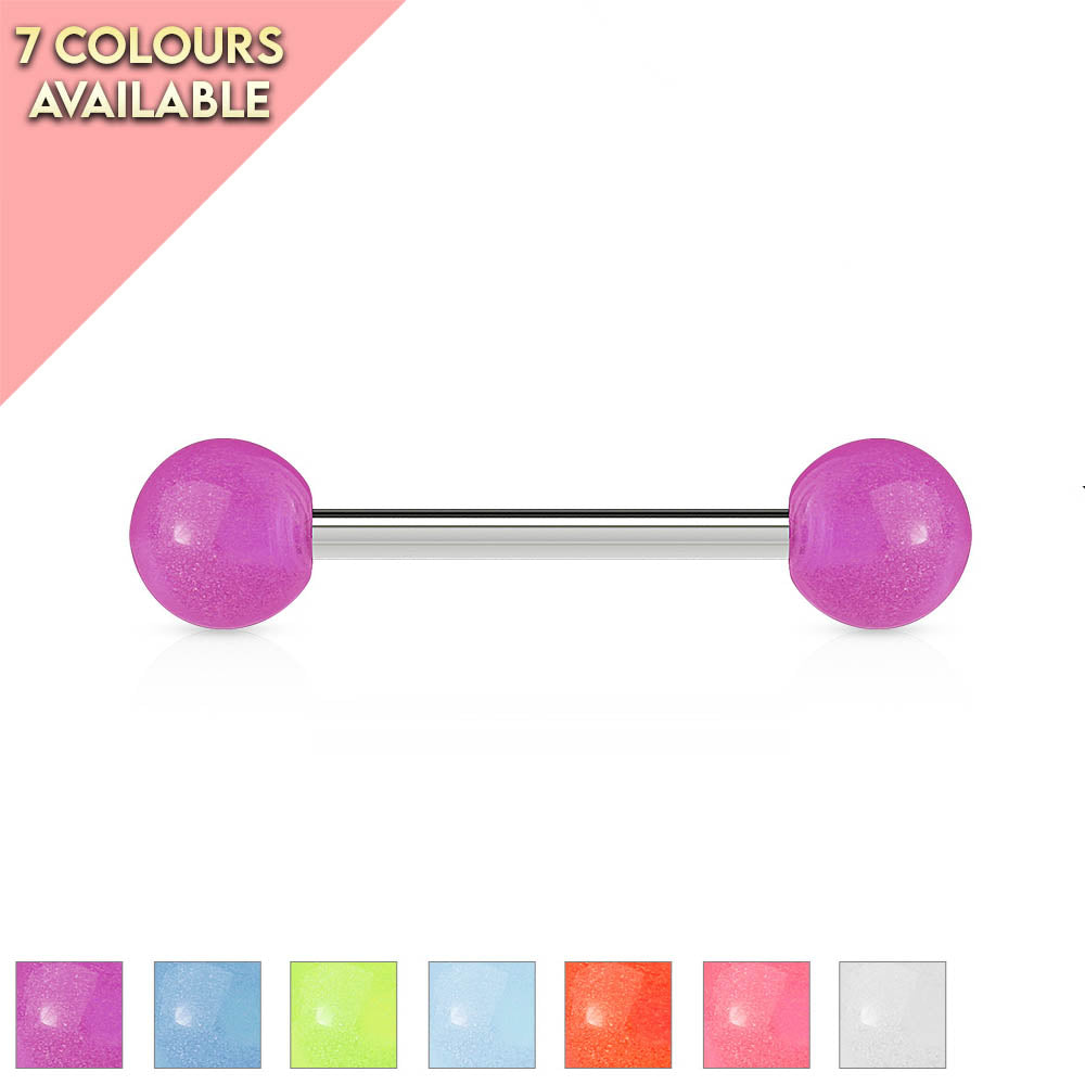 Cherry Diva Barbell 14 Gauge Glow In The Dark Stainless Steel Barbell