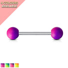 Cherry Diva Barbell 14 Gauge Rainbow Rubber Coated Ball Straight Barbell