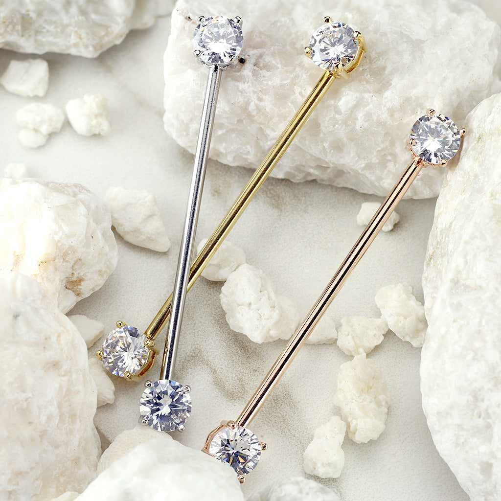 Rose gold deals industrial barbell