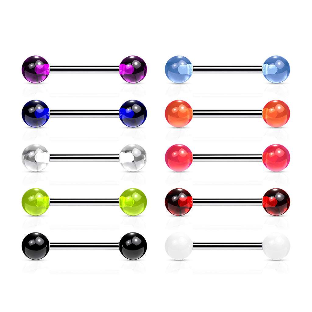 Cherry Diva Barbell 14 Gauge Stainless Steel Barbell With Acrylic Ball Ends