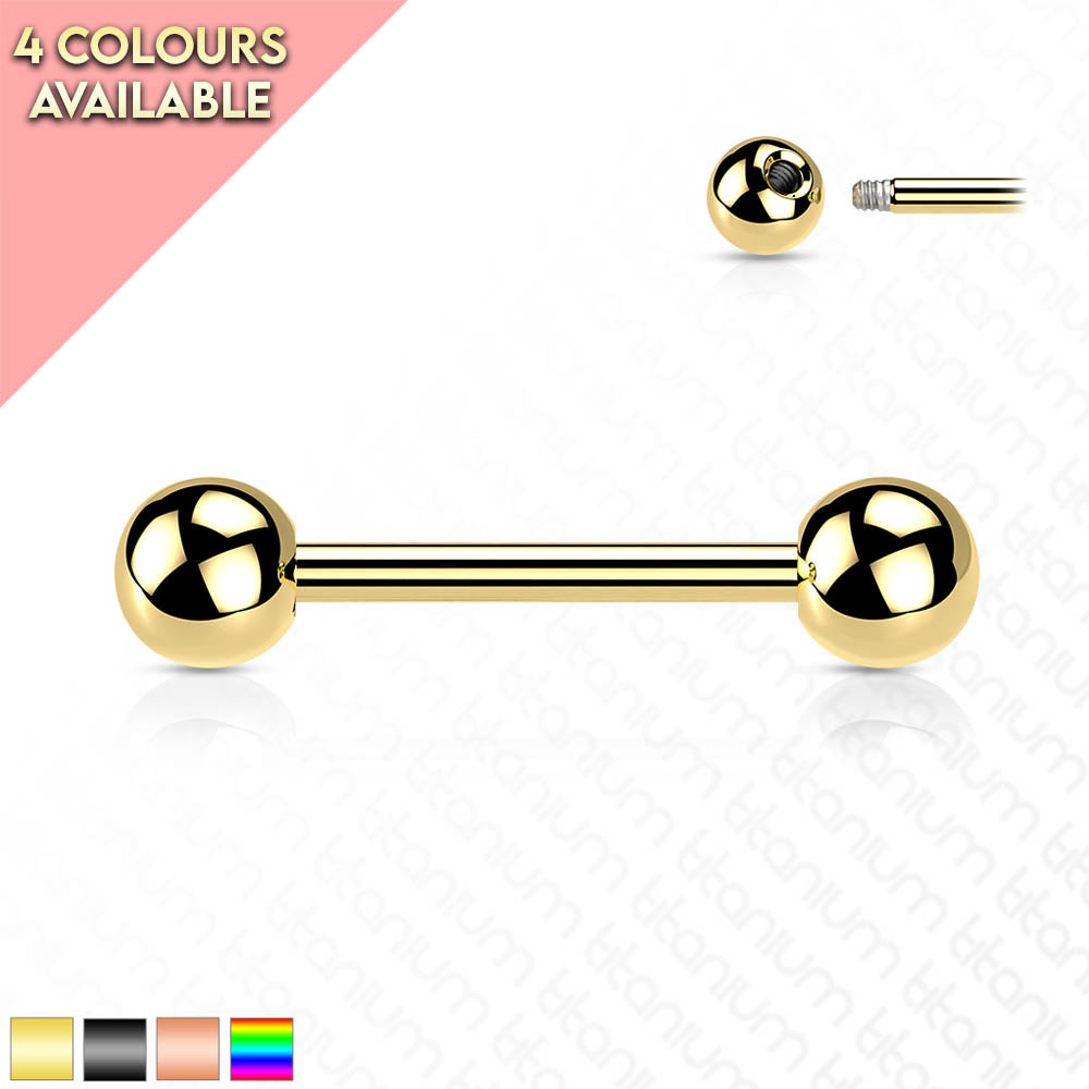 Cherry Diva Barbell 14 Gauge Titanium PVD Coated Straight Barbell - 16MM