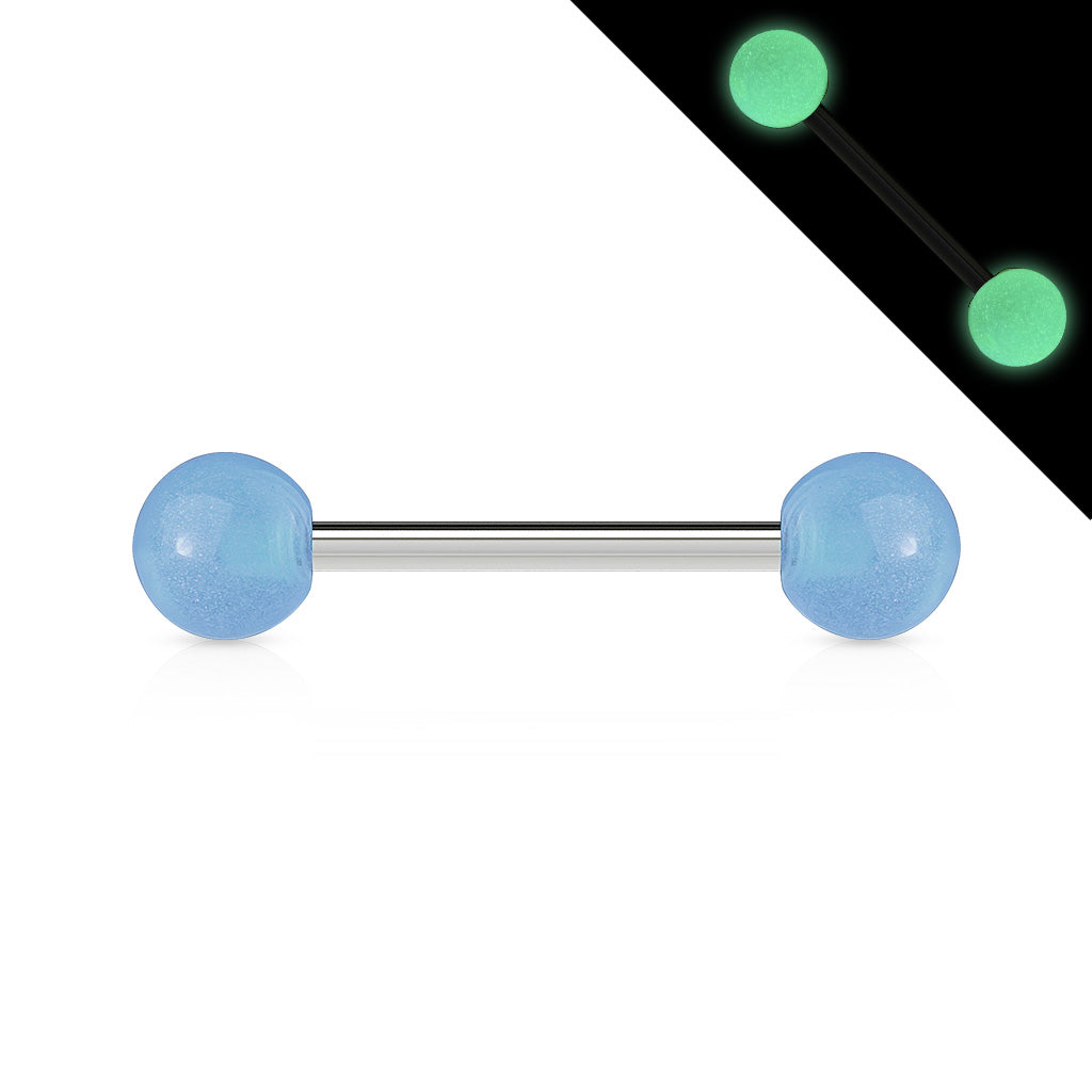 Cherry Diva Barbell Blue 14 Gauge Glow In The Dark Stainless Steel Barbell