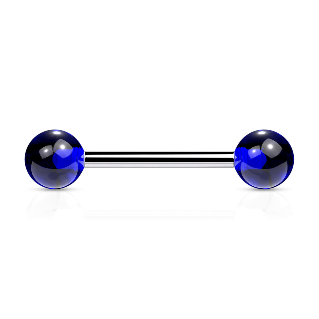 Cherry Diva Barbell Blue 14 Gauge Stainless Steel Barbell With Acrylic Ball Ends