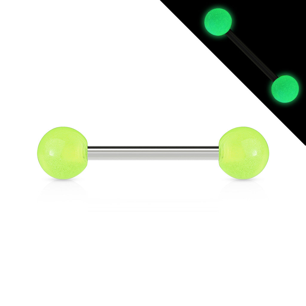 Cherry Diva Barbell Green 14 Gauge Glow In The Dark Stainless Steel Barbell