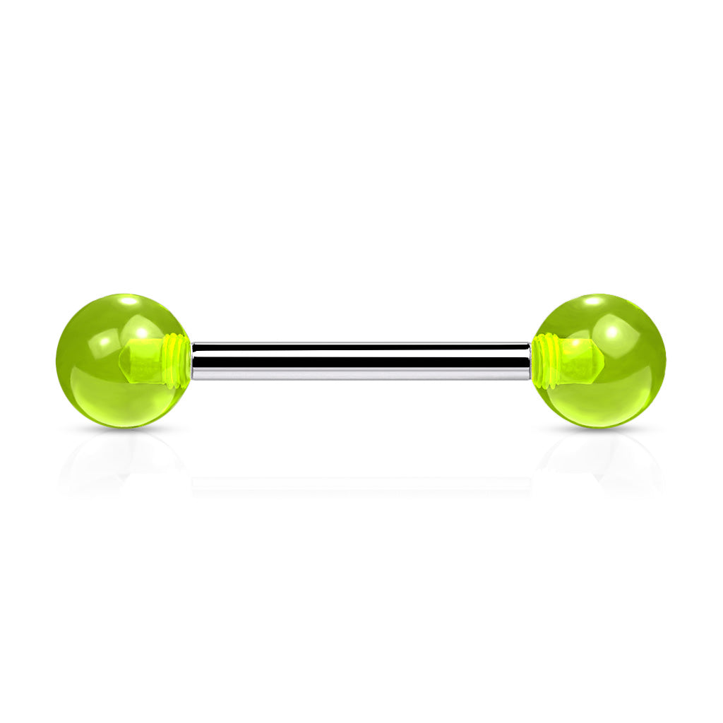 Cherry Diva Barbell Green 14 Gauge Stainless Steel Barbell With Acrylic Ball Ends