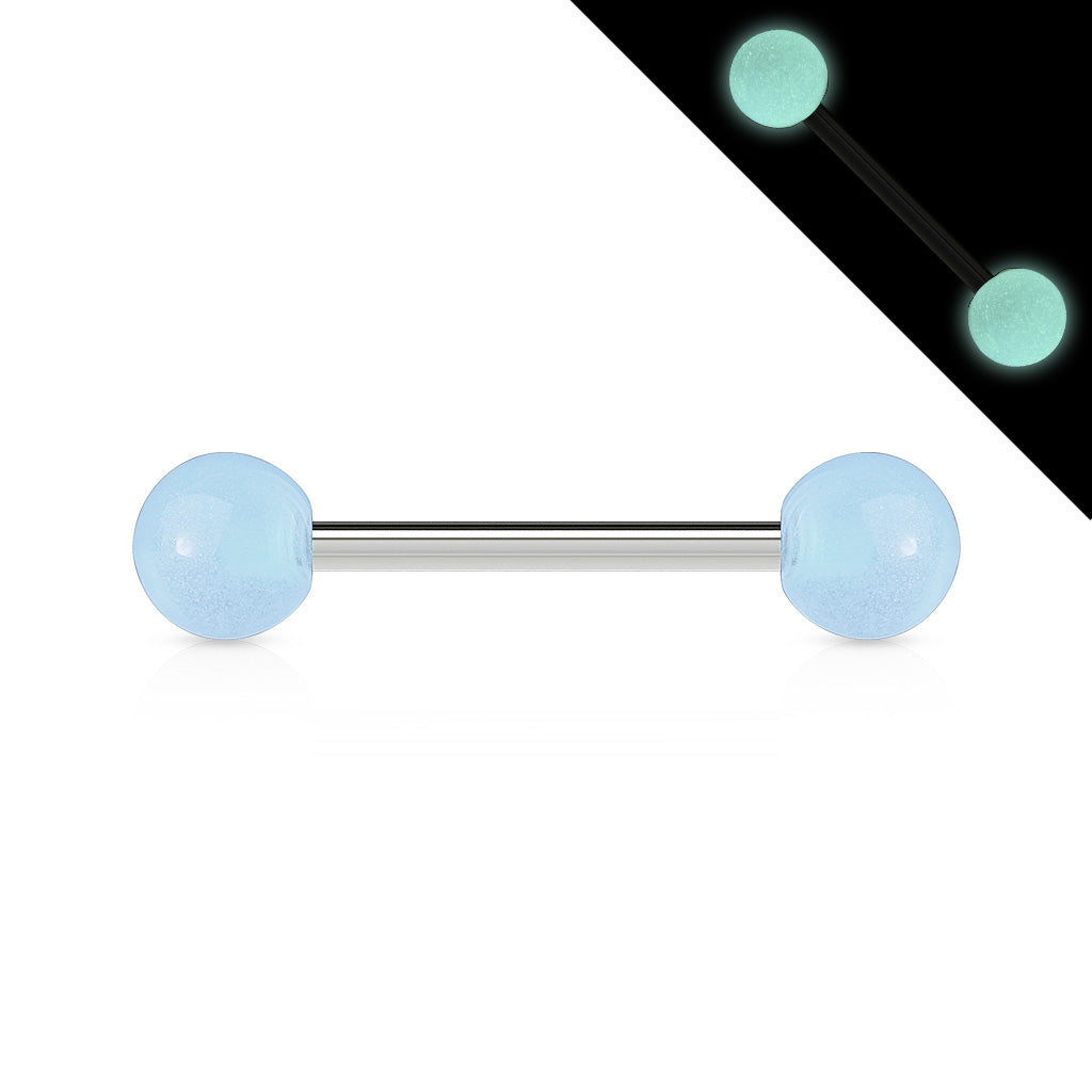 Cherry Diva Barbell Light Blue 14 Gauge Glow In The Dark Stainless Steel Barbell