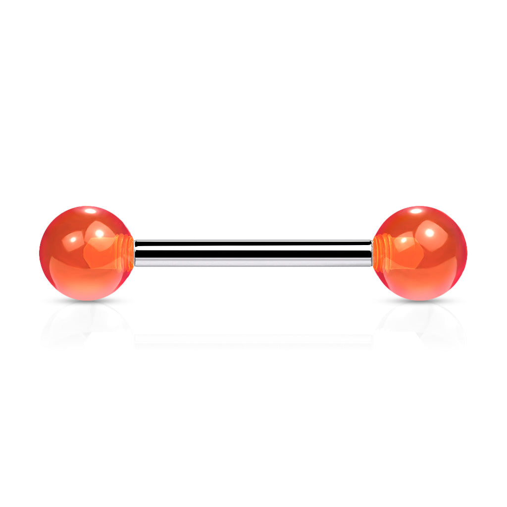 Cherry Diva Barbell Orange 14 Gauge Stainless Steel Barbell With Acrylic Ball Ends