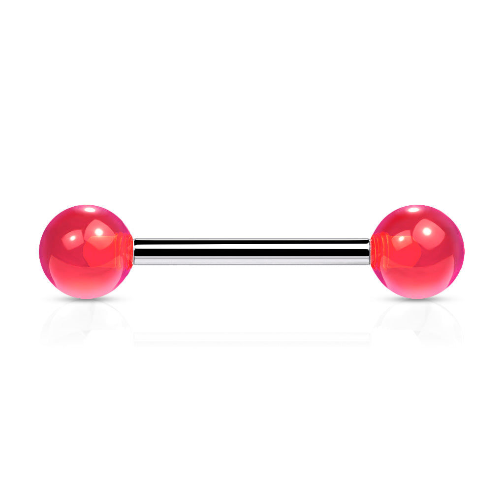 Cherry Diva Barbell Pink 14 Gauge Stainless Steel Barbell With Acrylic Ball Ends