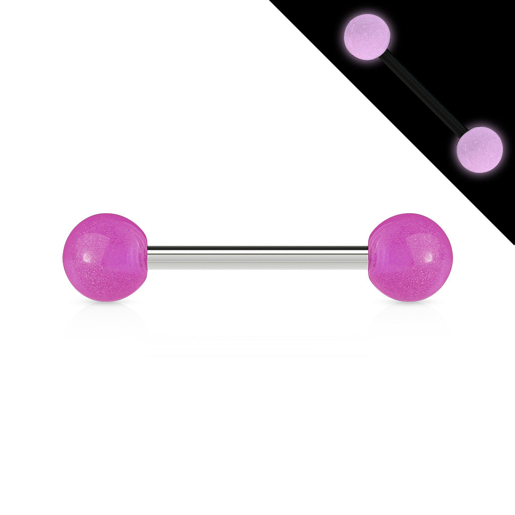 Cherry Diva Barbell Purple 14 Gauge Glow In The Dark Stainless Steel Barbell