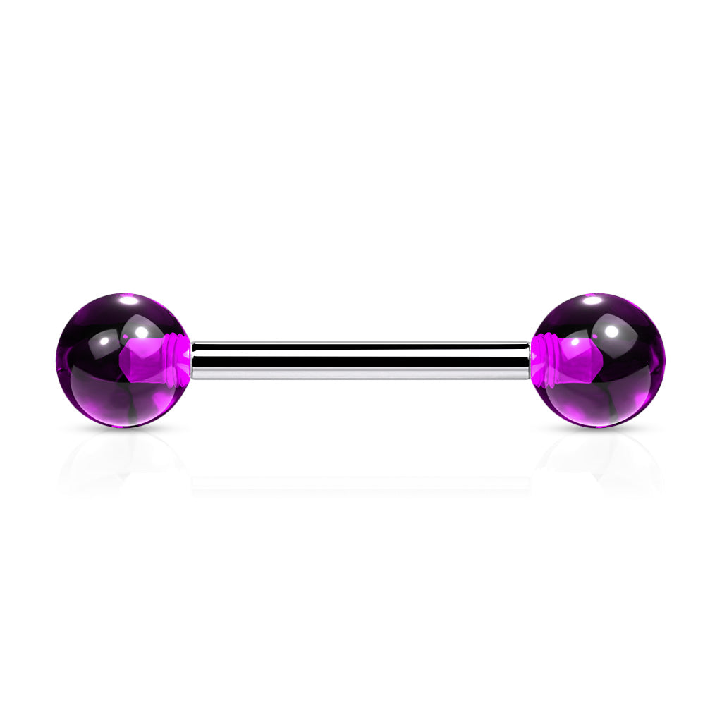 Cherry Diva Barbell Purple 14 Gauge Stainless Steel Barbell With Acrylic Ball Ends