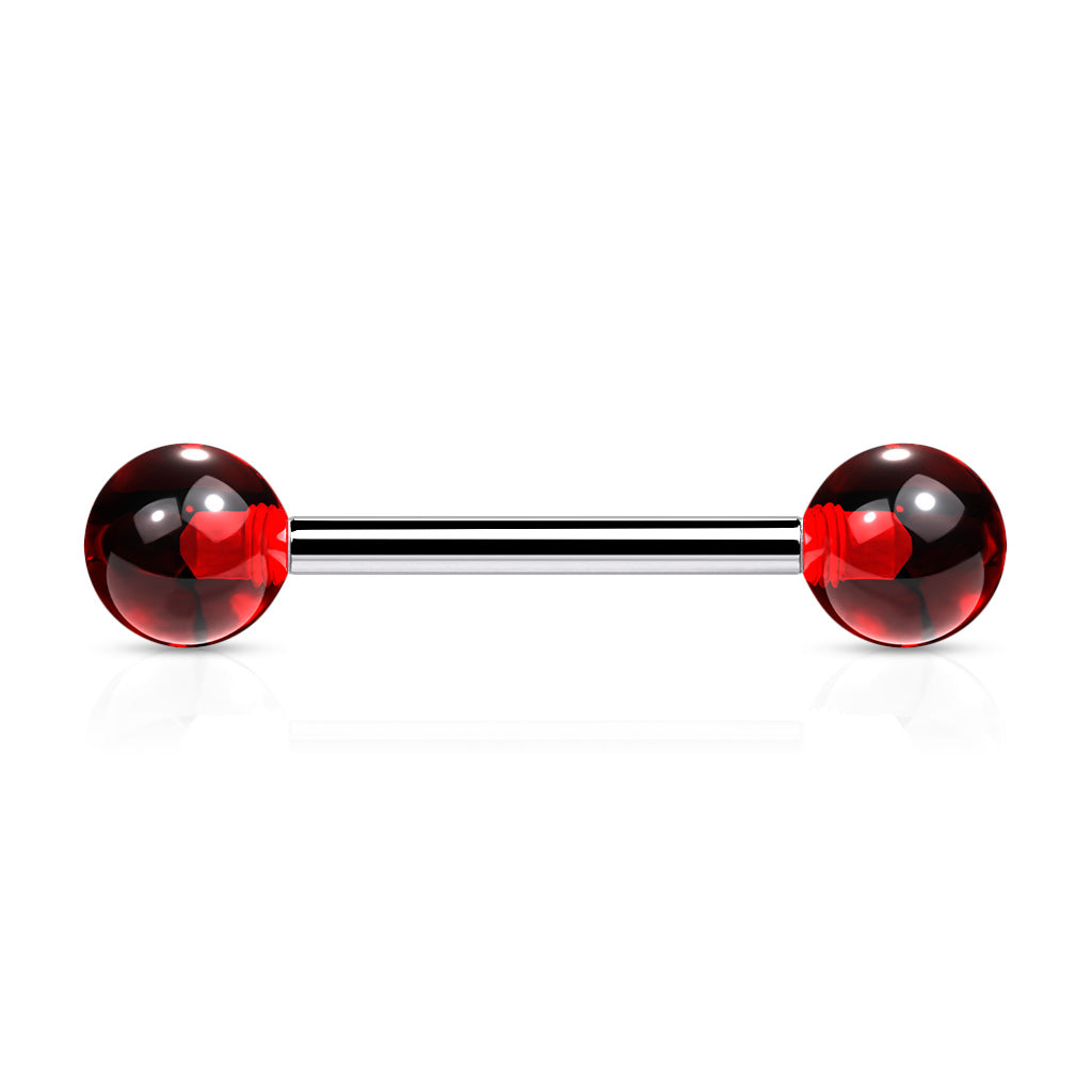 Cherry Diva Barbell Red 14 Gauge Stainless Steel Barbell With Acrylic Ball Ends