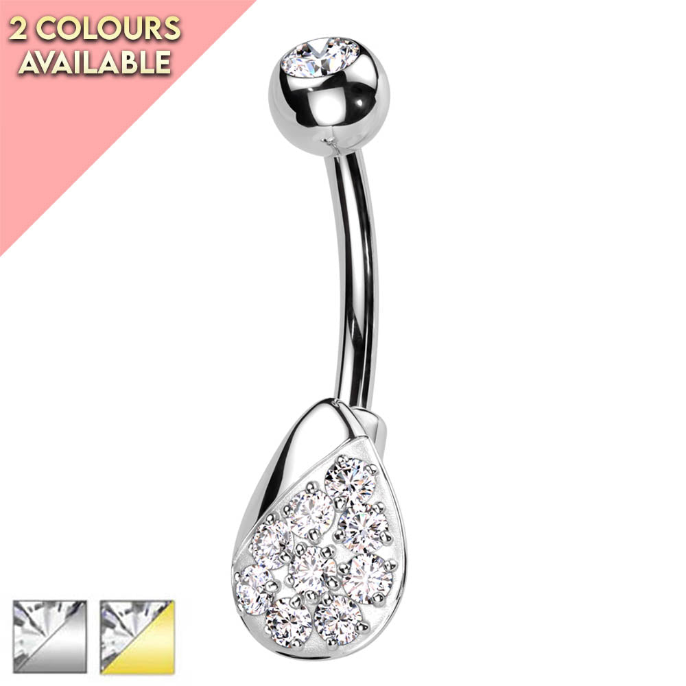 Cherry Diva belly bar 14 Crystal Droplet Belly Button Bar