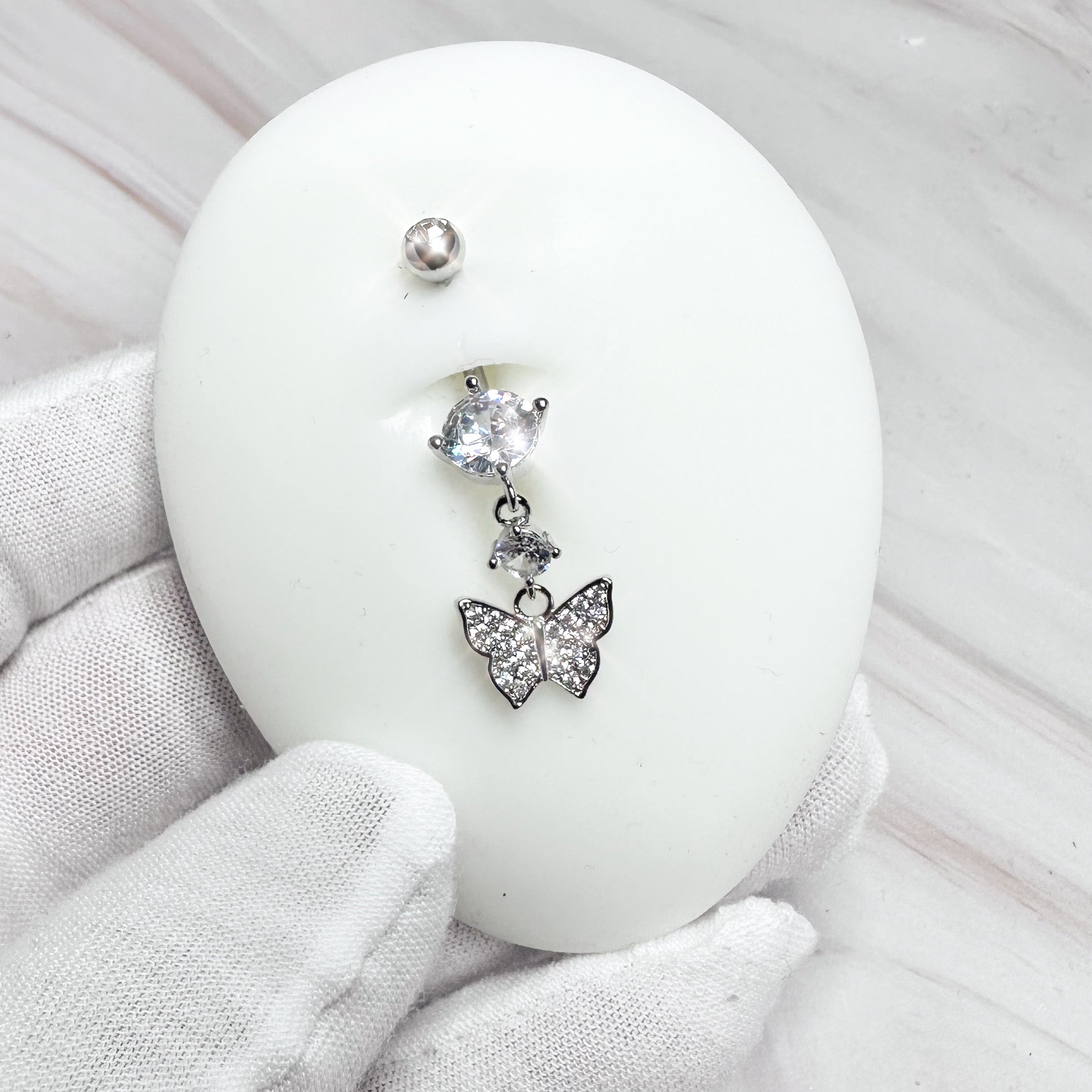 Cherry Diva belly bar 14 Crystal Wings Butterfly Belly Bar