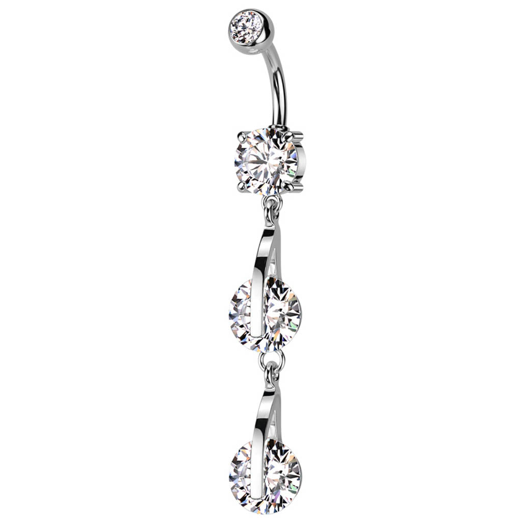 Cherry Diva belly bar 14 Gauge Double Dangling Gemstone Belly Bar