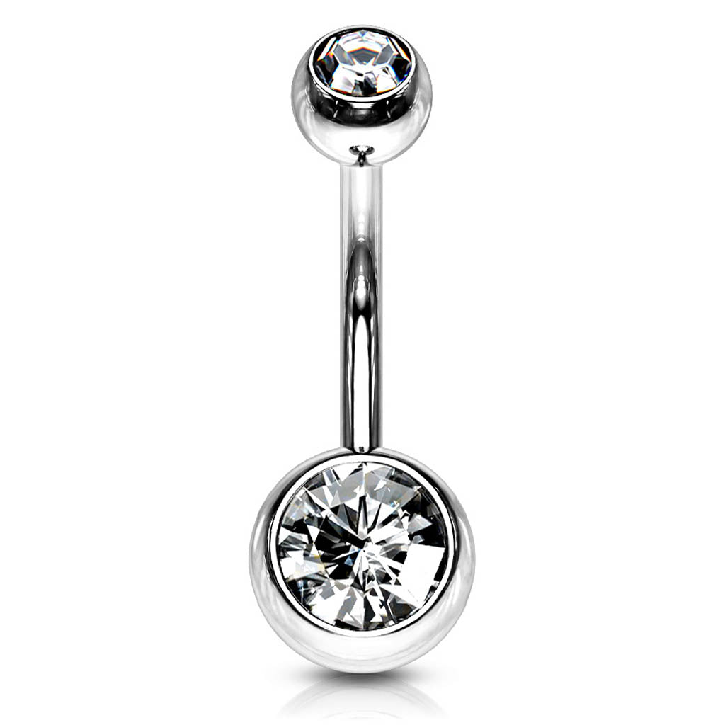 Cherry Diva belly bar 14 Gauge Hypoallergenic Double Crystal Belly Bar