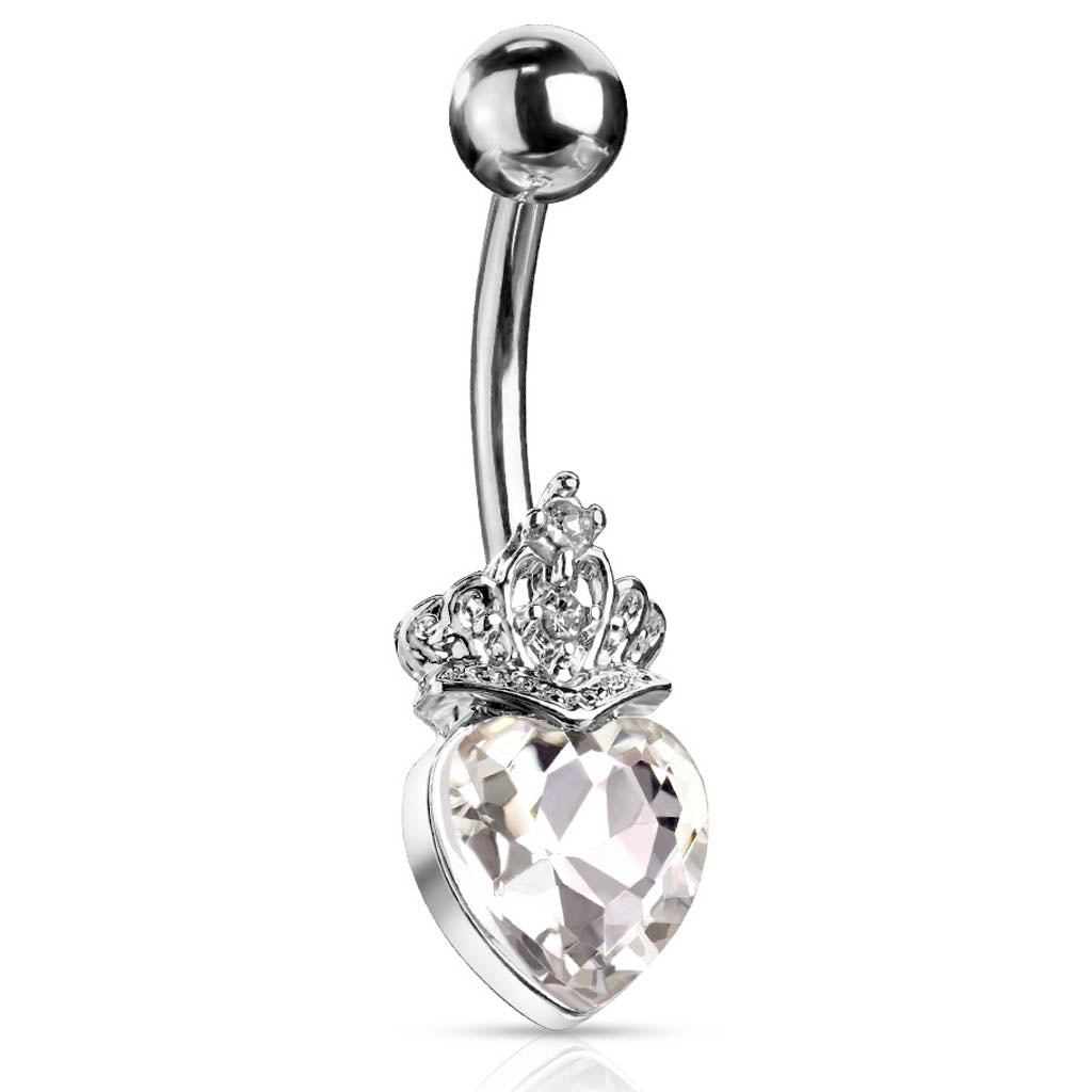 Cherry Diva belly bar 14 Gauge Princess Heart Belly Bar