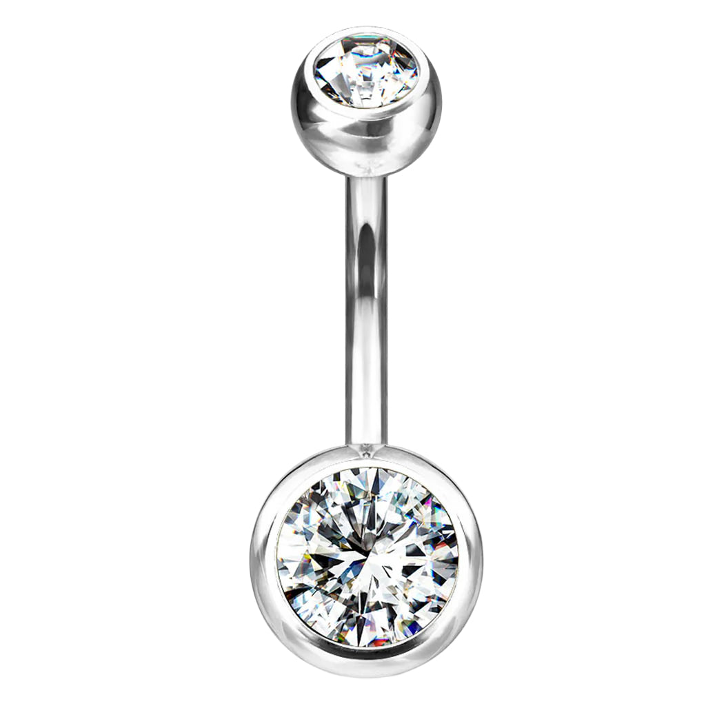 Cherry Diva belly bar 14 Gauge Titanium Double Crystal Belly Bar