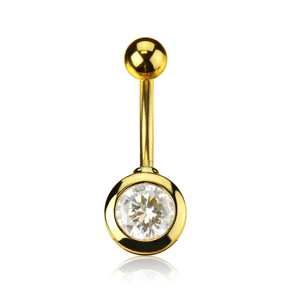 Cherry Diva belly bar 14Kt Gold Plated Crystal Circle Belly Button Bar