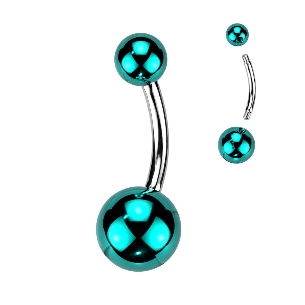 14 Gauge Glass Coated Surgical Steel Belly Bar Cherry Diva