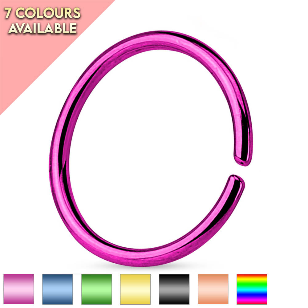 16 Gauge Titanium Anodized Colourful Bendable Hoop Rings - Cherry Diva