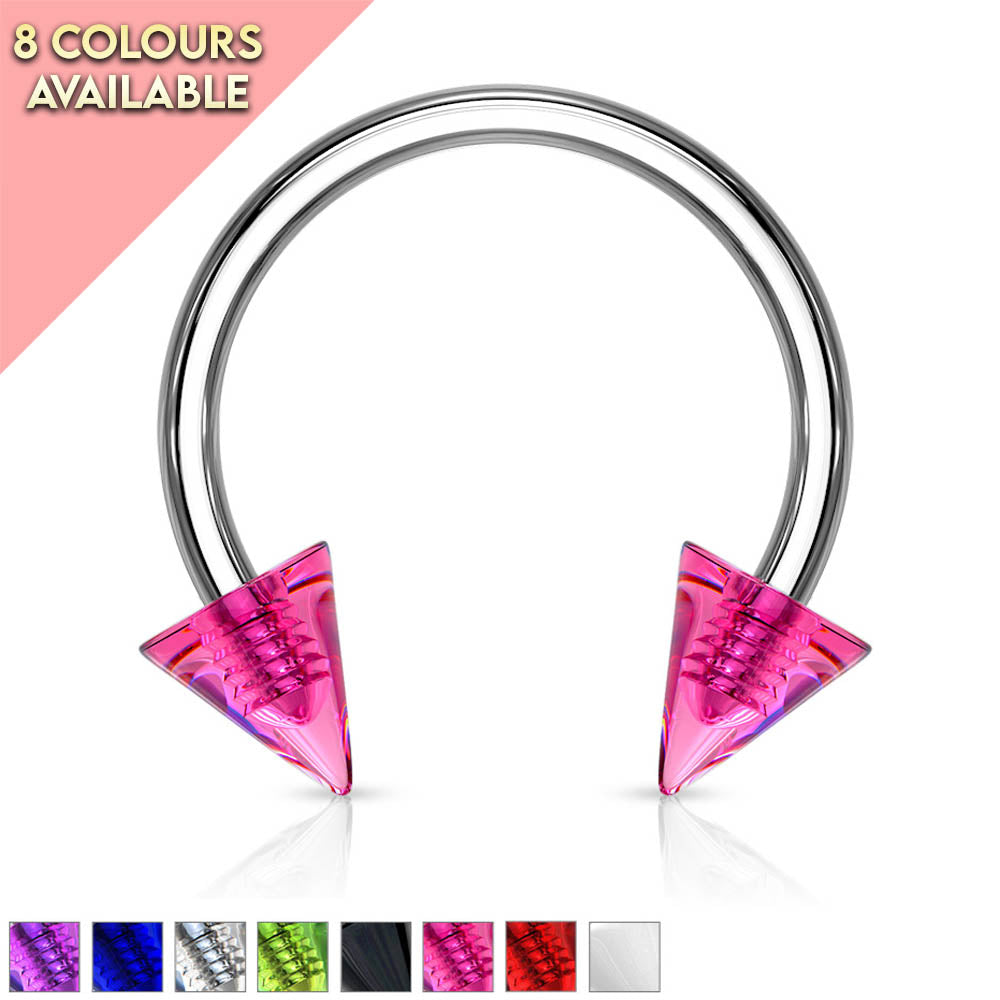 Cherry Diva Circular Barbell 16 Gauge Acrylic Spike Circular Horseshoe Barbell