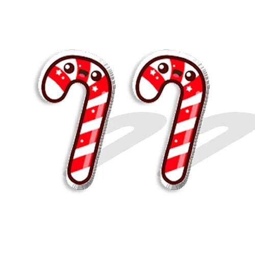 Cherry Diva Earrings 20 Gauge Hypoallergenic Epoxy Candy Cane Stud Earrings