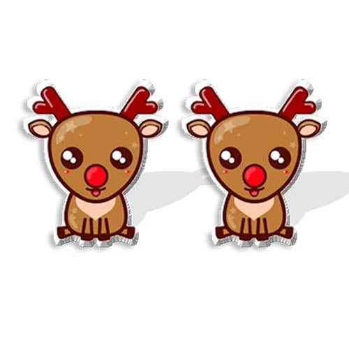 Cherry Diva Earrings 20 Gauge Hypoallergenic Epoxy Reindeer Stud Earrings