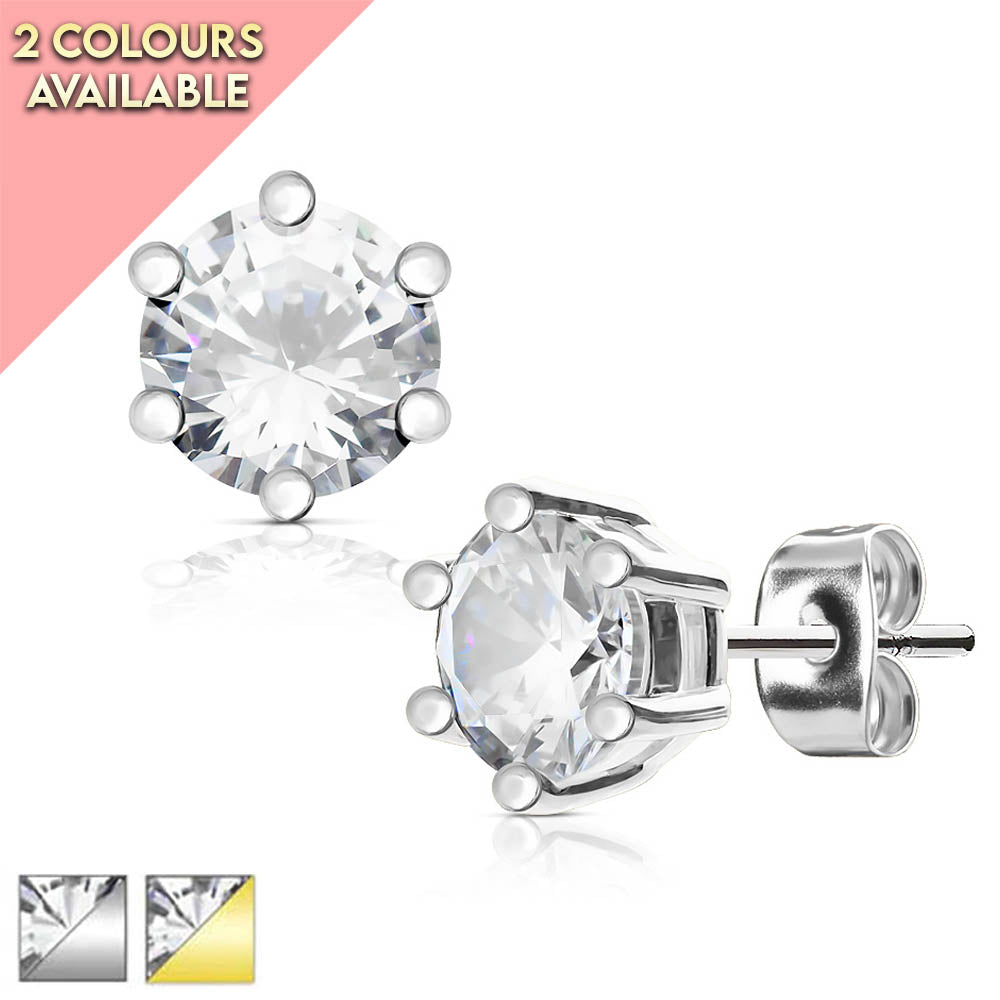 Cherry Diva Earrings 20 Gauge Stainless Steel Prong Set Crystal Stud Earrings