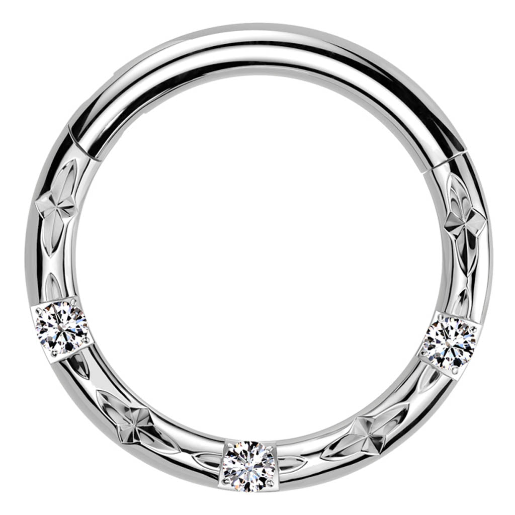 Cherry Diva Hinged Hoop Ring 16 Gauge Titanium Crystal Cut Hinged Hoop