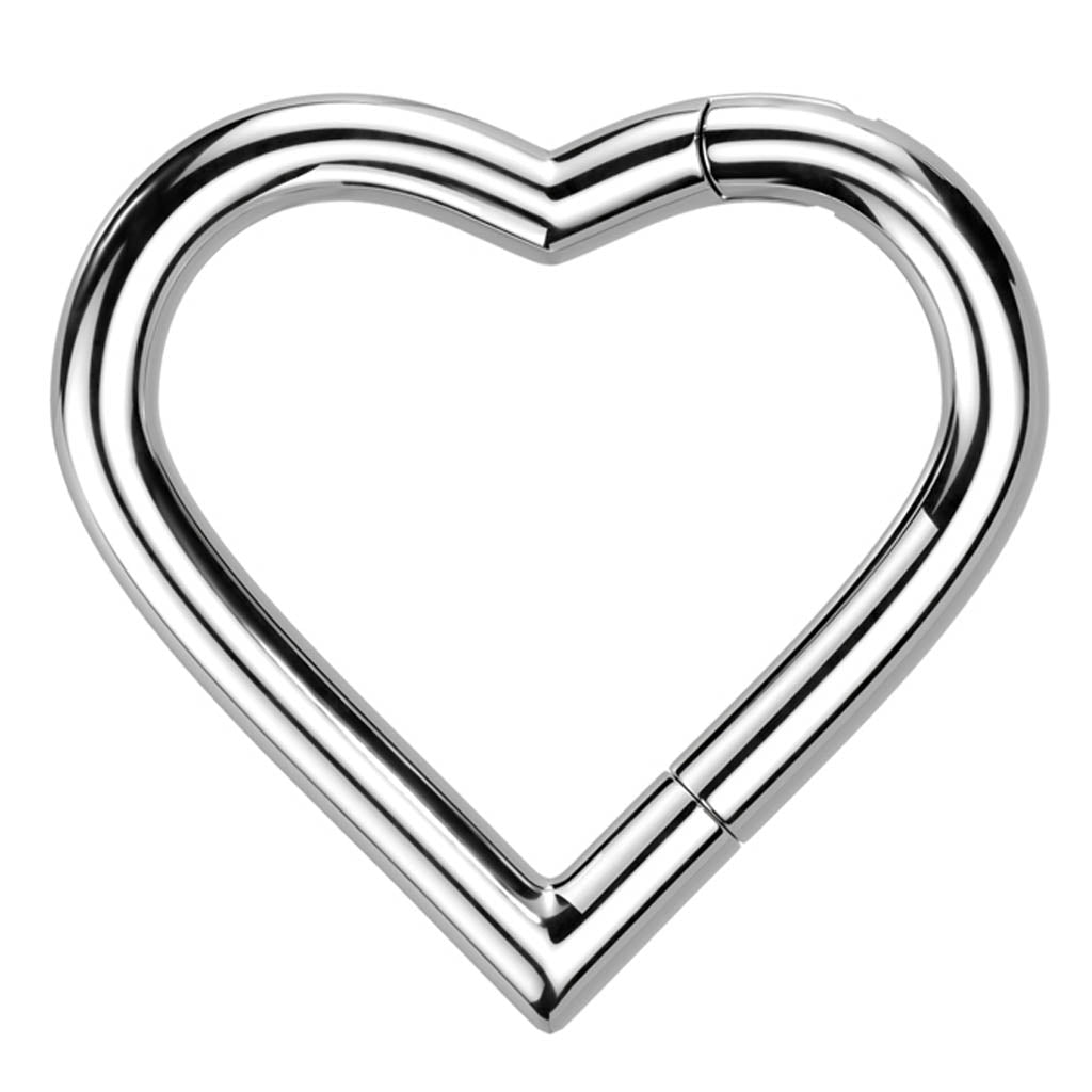 Cherry Diva Hinged Hoop Ring 16 Gauge Titanium Heart Hinged Segment Hoop