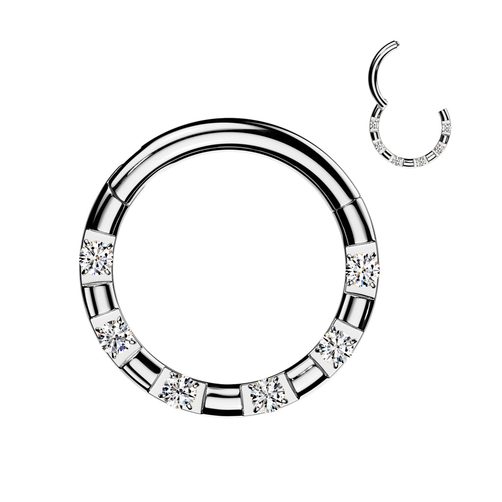 Cherry Diva Hoop Ring 16 Gauge Hinged 6 Crystal Hoop Ring