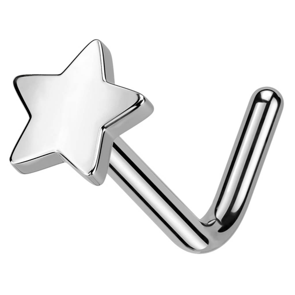 Cherry Diva L Bend Nose Stud 20 Gauge Titanium Star Top L-Bend Nose Stud