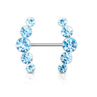 Cherry Diva Nipple Ring Blue Crystal 14 Gauge Double Row Gemstone Barbell Nipple Ring