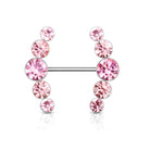 Cherry Diva Nipple Ring Pink Crystal 14 Gauge Double Row Gemstone Barbell Nipple Ring