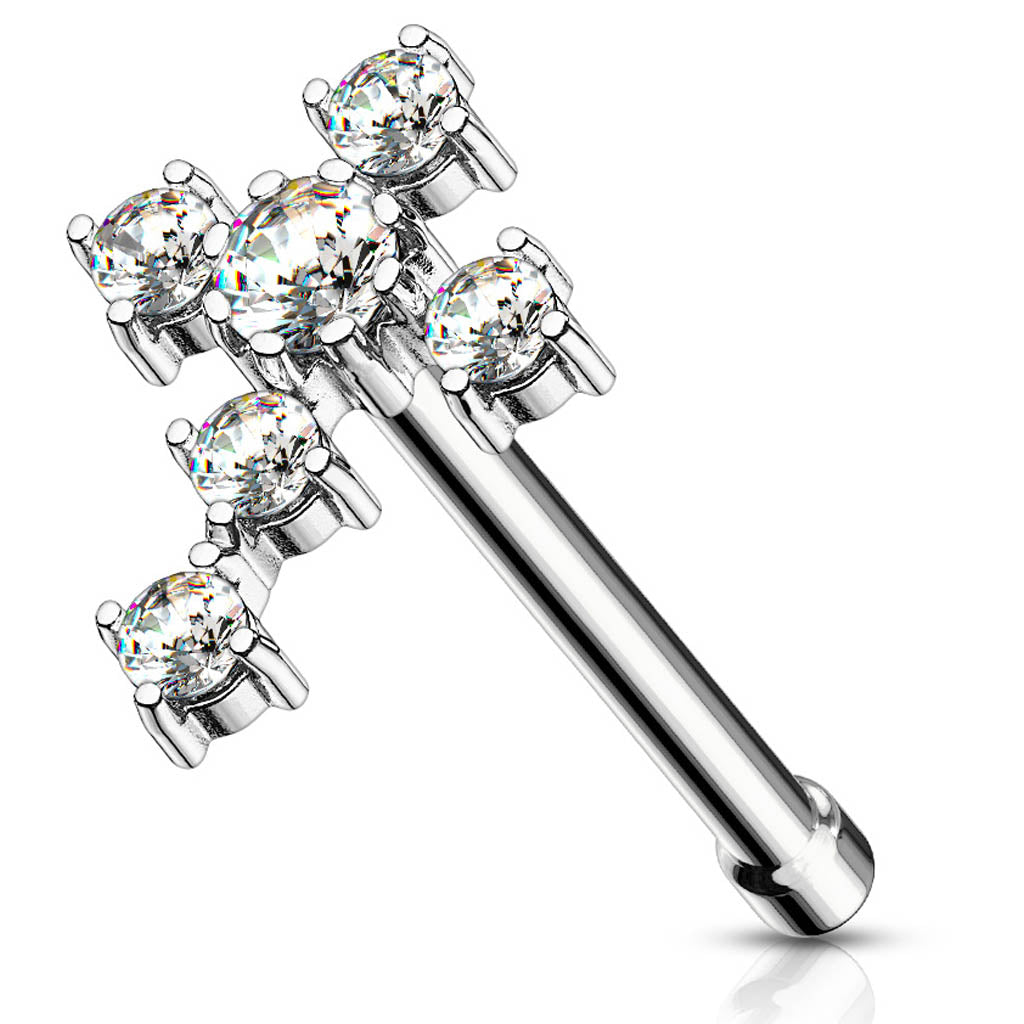 Cherry Diva nose stud 20 Gauge Crystal Cross Top Surgical Steel Nose Stud