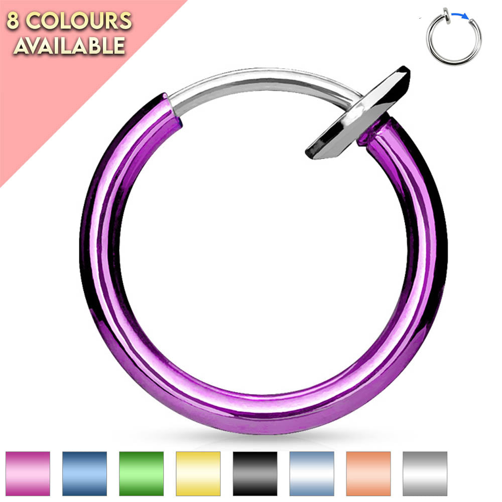 Cherry Diva Septum Ring 16 Gauge Titanium Spring Action Faux Piercing Hoop