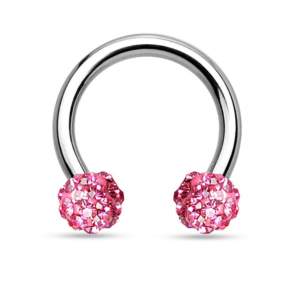 Cherry Diva Septum Ring Pink 16 Gauge Glitterball Circular Barbell