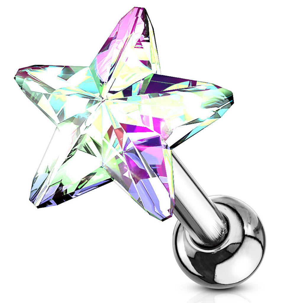 Cherry Diva Stud 16 Gauge Hypoallergenic Crystal Star Cartilage Stud