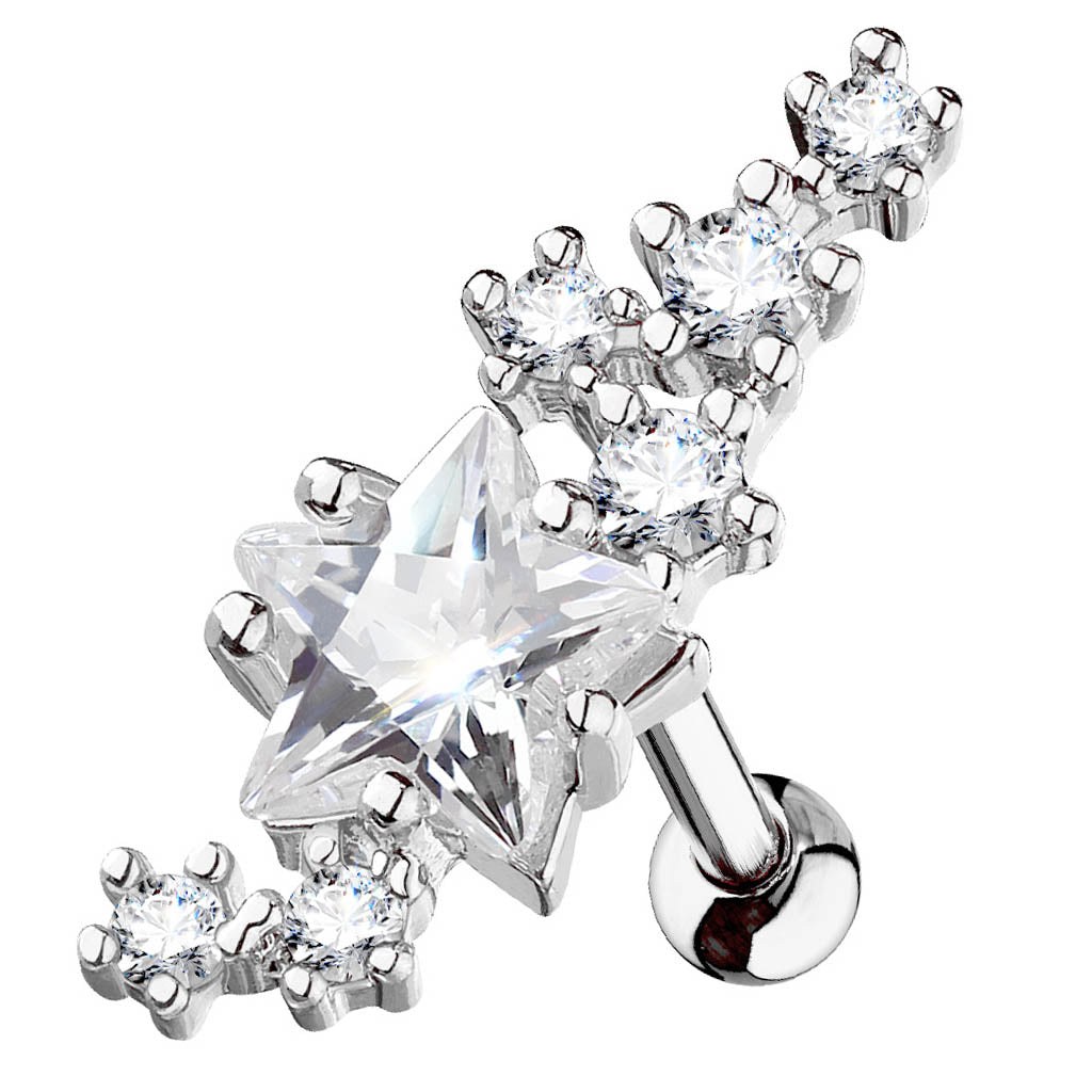 Cherry Diva Stud 16 Gauge Shooting Stars Crystal Cartilage Stud