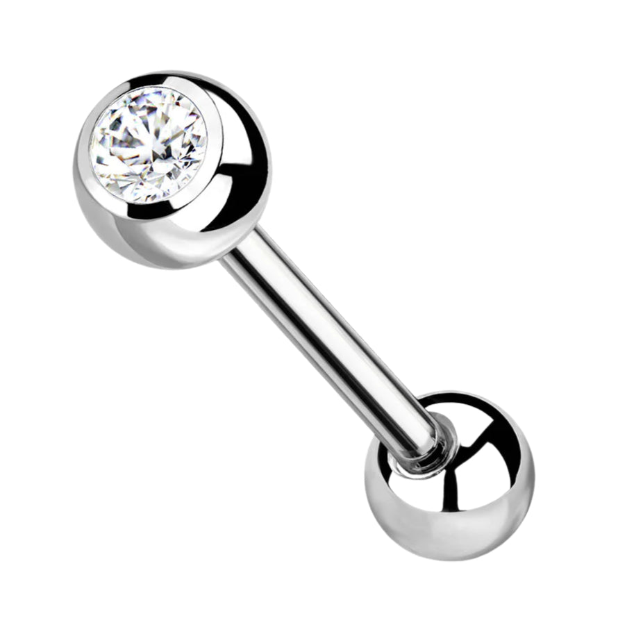 Cherry Diva Barbell 14 Gauge Implant Grade Titanium Clear Crystal Barbell