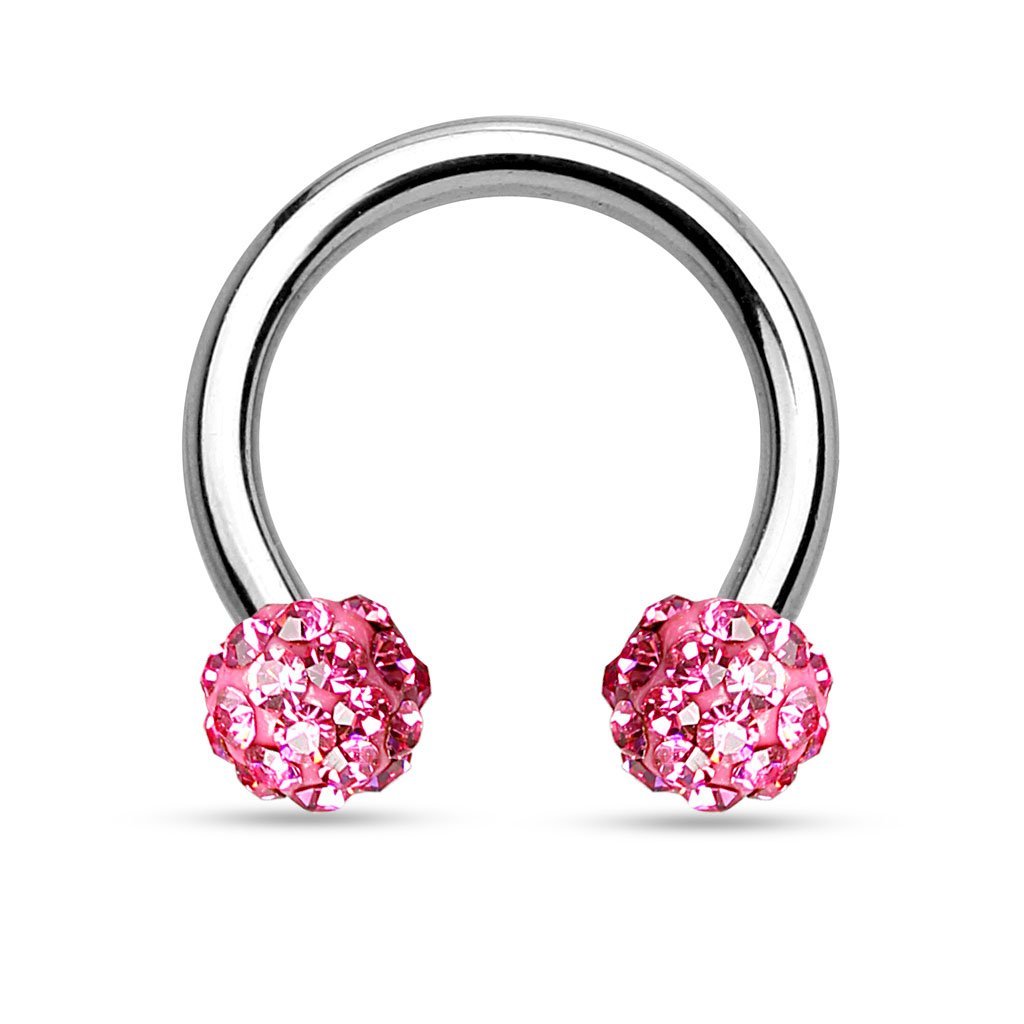 16 Gauge Glitterball Circular Barbell - Pink - Cherry Diva